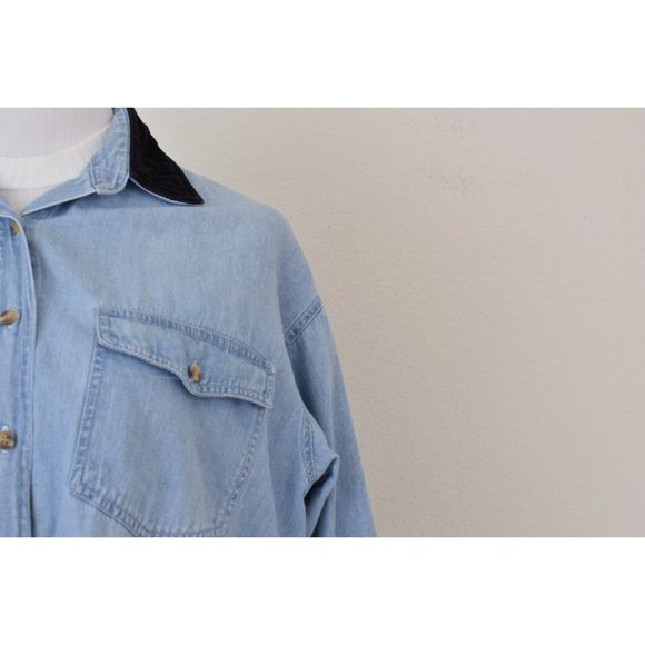 Vintage 90s Cotton Button-Up Denim Shacket by Solutions | size M - Picture 6 of 10